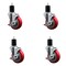 Service Caster 4'' SS Red Poly Swivel 1-3/4'' Expanding Stem Caster Set with Brake, 4PK SCC-SSEX20S414-PPUB-RED-TLB-134-4 - alternate 1